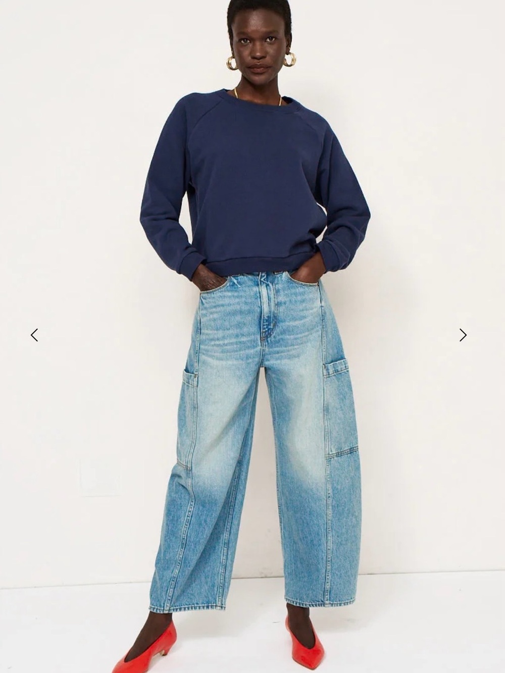 Jamie Haller Crop Painter Jeans Worn Indigo Sz 36 Wide Leg Cargo READ